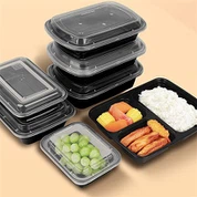 Amerikansk svart rektangulær lunsjboks med lokk